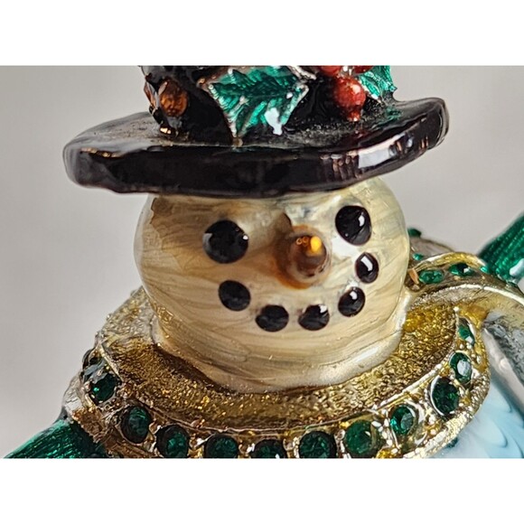 Fitz & Floyd 2006 Guild Holiday Snowman Trinket Box Jeweled Magnetic Closure - Picture 13 of 16